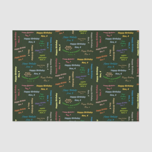 November, 4 Birthday Tissue Paper (Front)