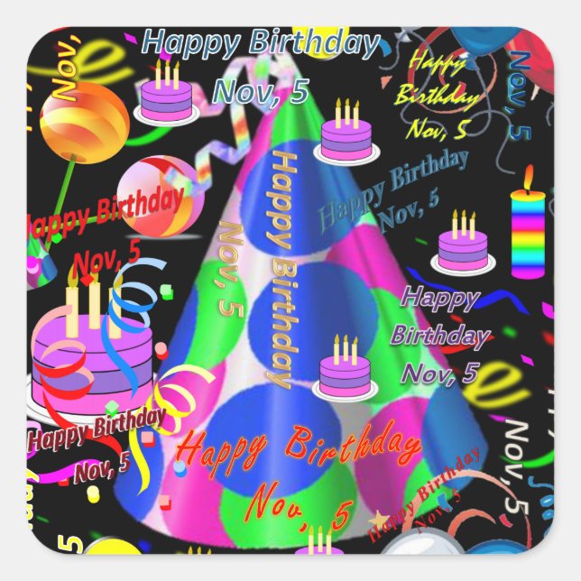 November, 5 Kids Birthday Stickers (Front)