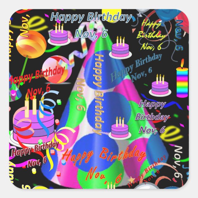 November, 6 Kids Birthday Stickers (Front)