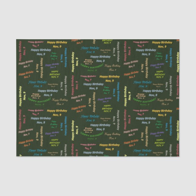 November, 9 Birthday Tissue Paper (Front)