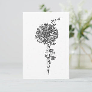 November birth flower birthday card, Chrysanthemum Card