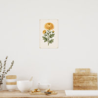 November Birth Flower Wall Art, Chrysanthemum wall