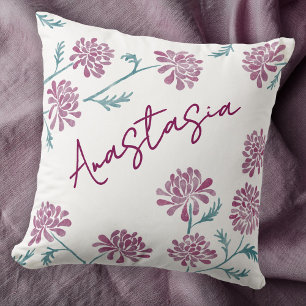 November Birth Month Chrysanthemum Personalized Throw Pillow