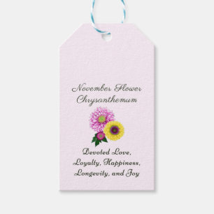 November Birth Month Flower Chrysanthemum Gift Tags