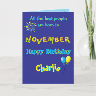 November Birthday Folded Greeting Card