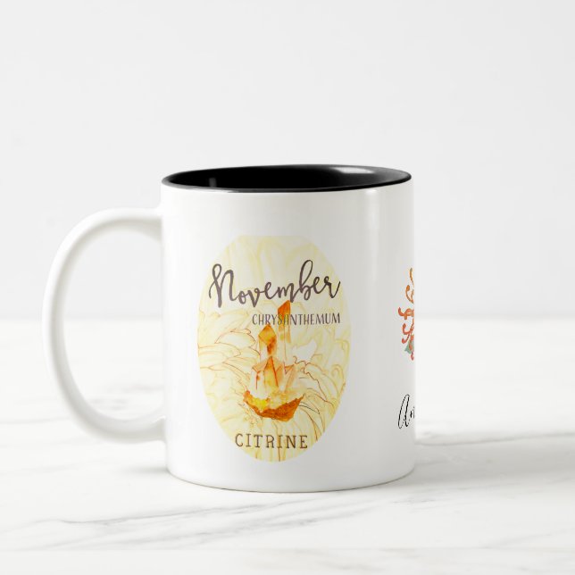 November Birthstone and Flower Coffee Mug (Left)