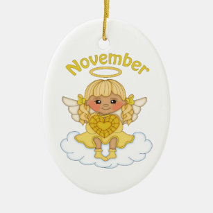 November Birthstone Angel Blonde Ceramic Ornament