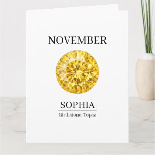 November Birthstone Birthday Name Topaz Card