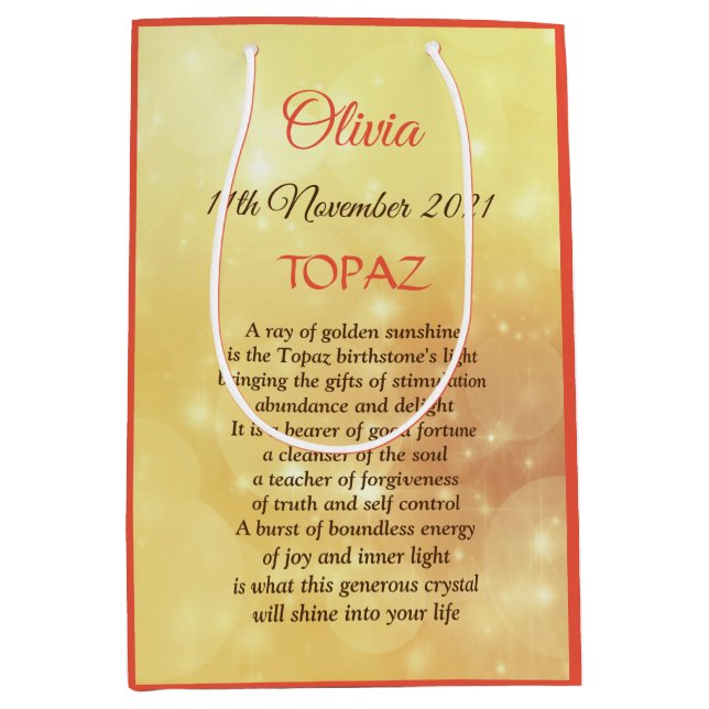 November Birthstone Topaz design  Medium Gift Bag (Front)