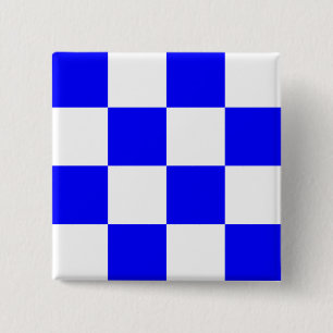 NOVEMBER Blue White Chequered Square 2 Inch Square Button