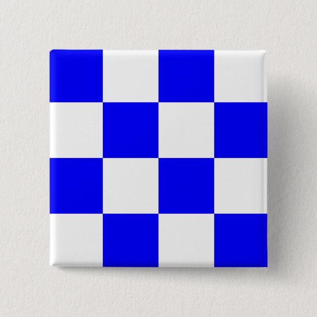 NOVEMBER Blue White Chequered Square 2 Inch Square Button (Front)