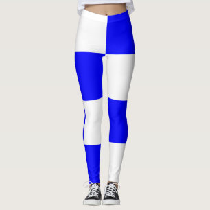 NOVEMBER Blue White Chequered Square Leggings