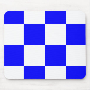 NOVEMBER Blue White Chequered Square Mouse Pad