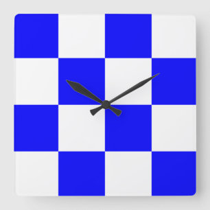 NOVEMBER Blue White Chequered Square Square Wall Clock