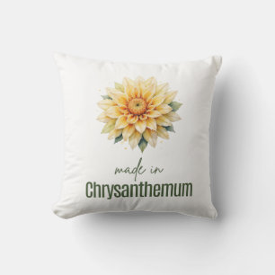 November Chrysanthemu Birth Flower Flat Thank You Throw Pillow