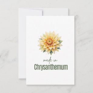 November Chrysanthemum  Birth FlowerThank You Card
