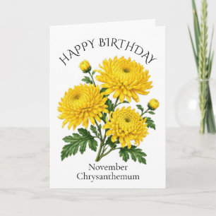 November Chrysanthemum Birthday Card