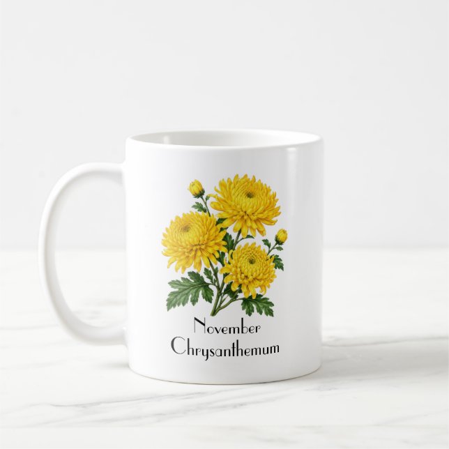 November Chrysanthemum Flowers Coffee Mug (Left)