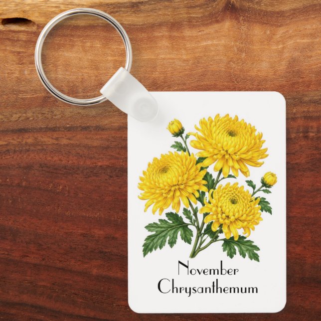 November Chrysanthemum Flowers Keychain (Front)
