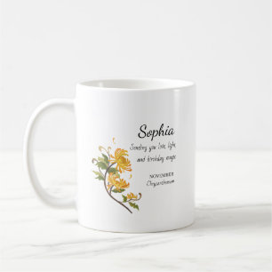 November Chrysanthemum Personalized Birthday Coffee Mug