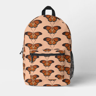 November Citrine Monarch Butterfly Pattern Design Printed Backpack
