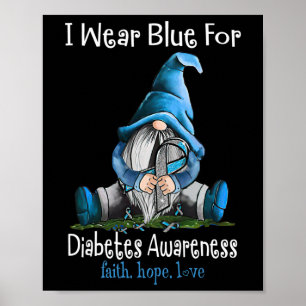 November Diabetes Awareness Month Fun Gnomes Wear Poster