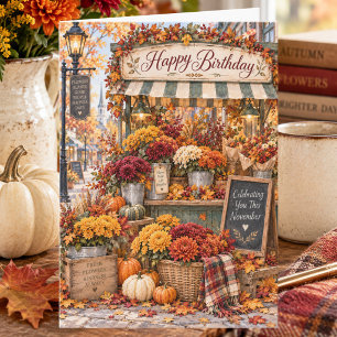November Flower Market Autumn Birthday Card