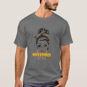 November Girl Woman Face Wink Eyes Lady Face Birth T-Shirt