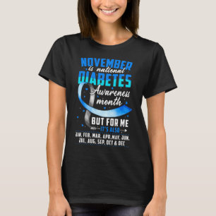 November Is Diabetes Awareness Month Blue And Grey T-Shirt