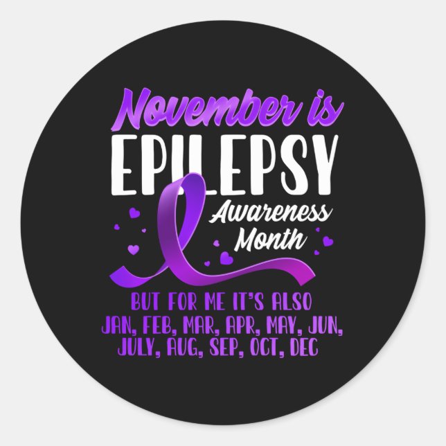 November Is Epilepsy Awareness Month Ribbon Classic Round Sticker (Front)