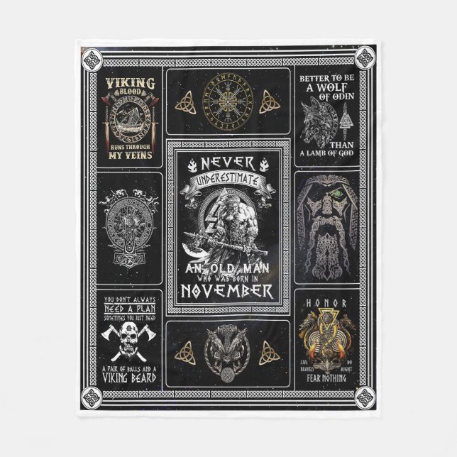 November Man Viking Better To Be A Wolf Of Odin Fleece Blanket (Front)