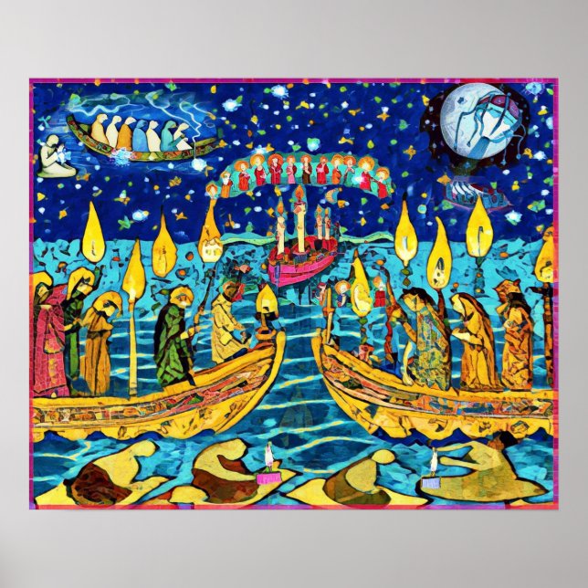 November Naive Folk Art Autumn Celebration Poster (Front)