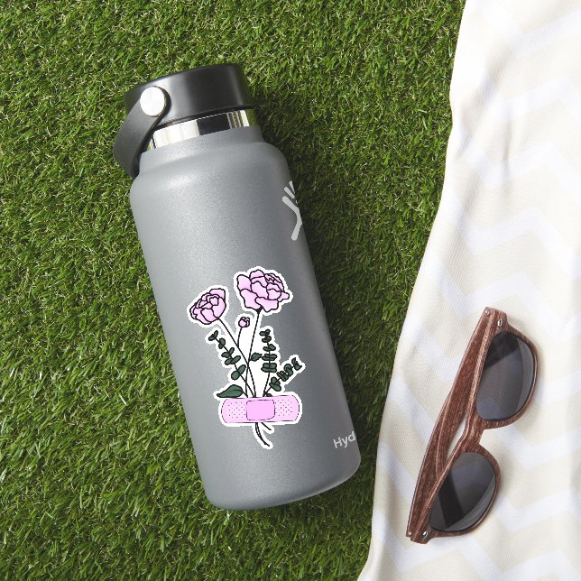 November Peony Flower Bandaid Sticker (HydroFlask Insitu)