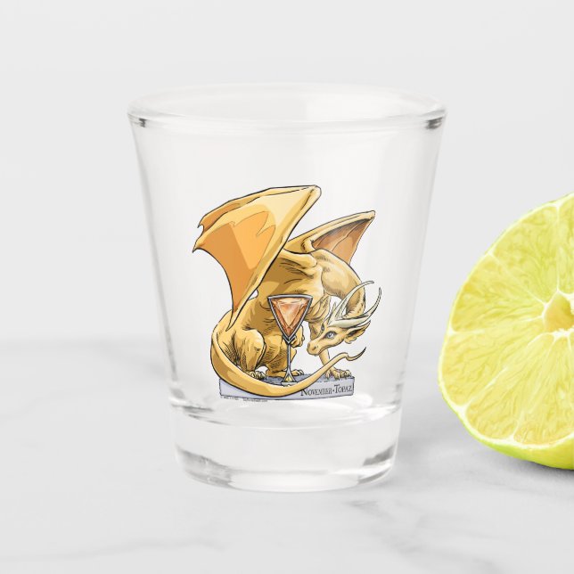 November’s Birthstone Dragon: Topaz Shot Glass (Front)
