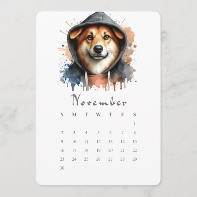 November Stand-Alone Calendar Dog Splash Art Menu (Front)