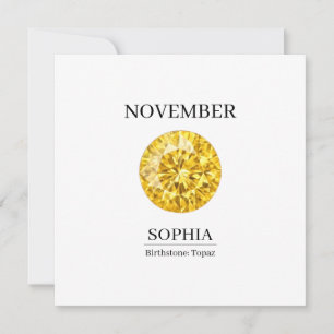 November Topaz Personalized Birthday Card