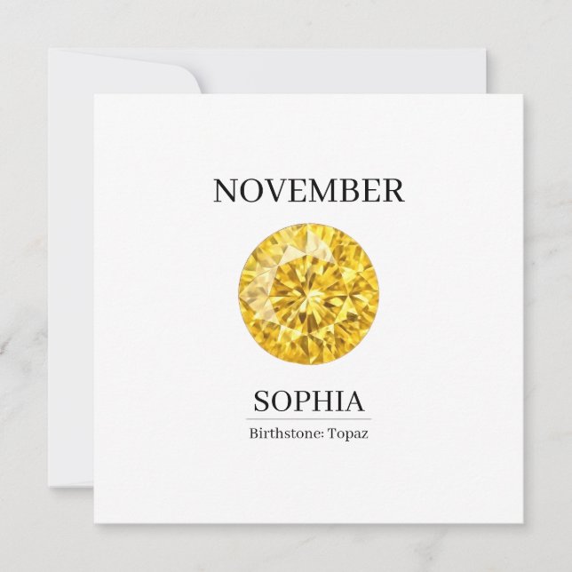 November Topaz Personalized Birthday Card (Front)