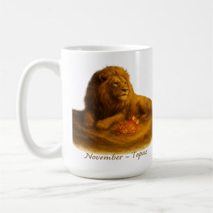 November Topaz – Regal Lion & Golden Crystal Coffee Mug