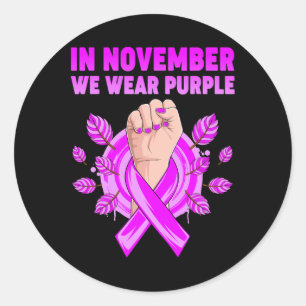 November We Wear Purple Alzheimerheimer Awareness Classic Round Sticker