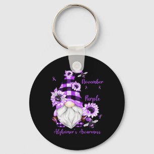 November We Wear Purple Gnomes Alzheimerheimer Awa Keychain