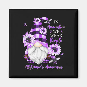 November We Wear Purple Gnomes Alzheimerheimer Awa Magnet