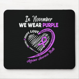 November We Wear Purple Ribbon Alzheimerheimer Awa Mouse Pad