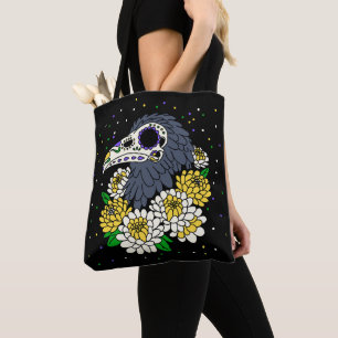 November's Mums & Crow Skull Tote Bag