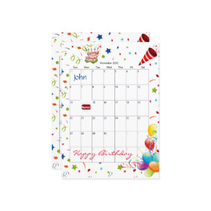 Novembre 2022 Calendrier Bonne Invitation Annivers