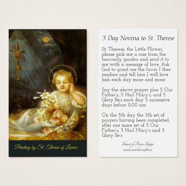 Novena Holy Card of St. Therese Painting (Front & Back)