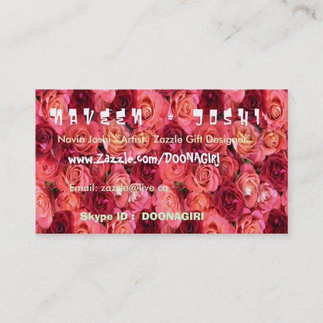 NOVINO Red Roses Business Card (Front)