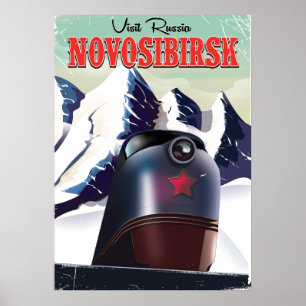 novosibirsk locomotive travel poster