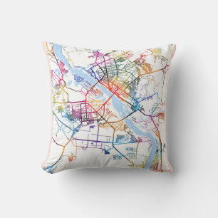 Novosibirsk Russia City Map Throw Pillow