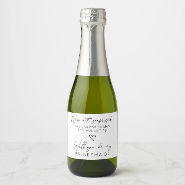 Now Act Surprised Bridal Party Proposal Sparkling  Wine Label (Front)