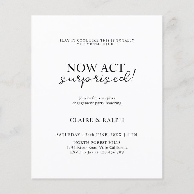 Now Act Surprised! | Budget Surprise Engagement (Front)